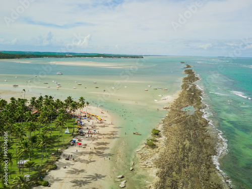 Praia dos carneiros, Pernambuco, Brazil. Coral reef around turquoise water sea, paradise beach in Brazil.
