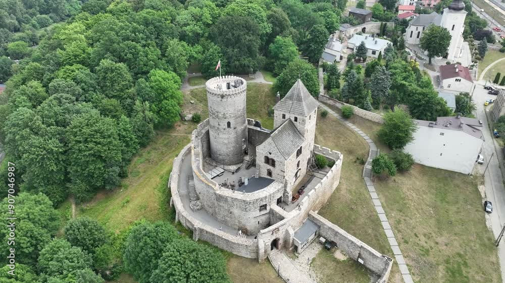 Aerial drone view of Castle in bedzin, The stone royal castle in silesia poland aerial drone photo view.
Eagles Nest Trail in Bedzin, Poland.