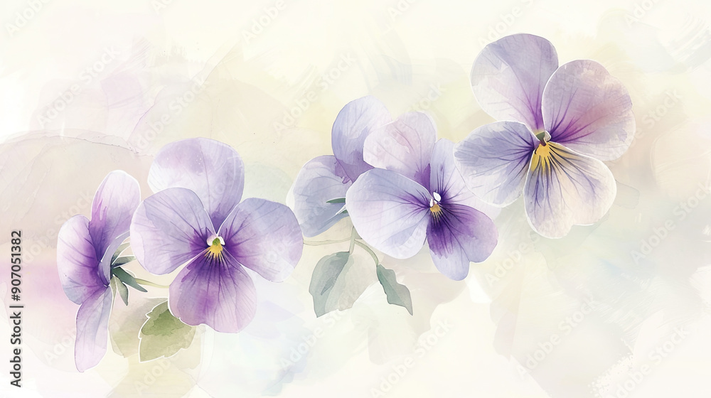 Watercolor White violets with gradients and fading, smooth color transitions, delicate and romantic, light background Watercolor White violets with gradients and fading, smooth color transitions, delicate and romantic, light background