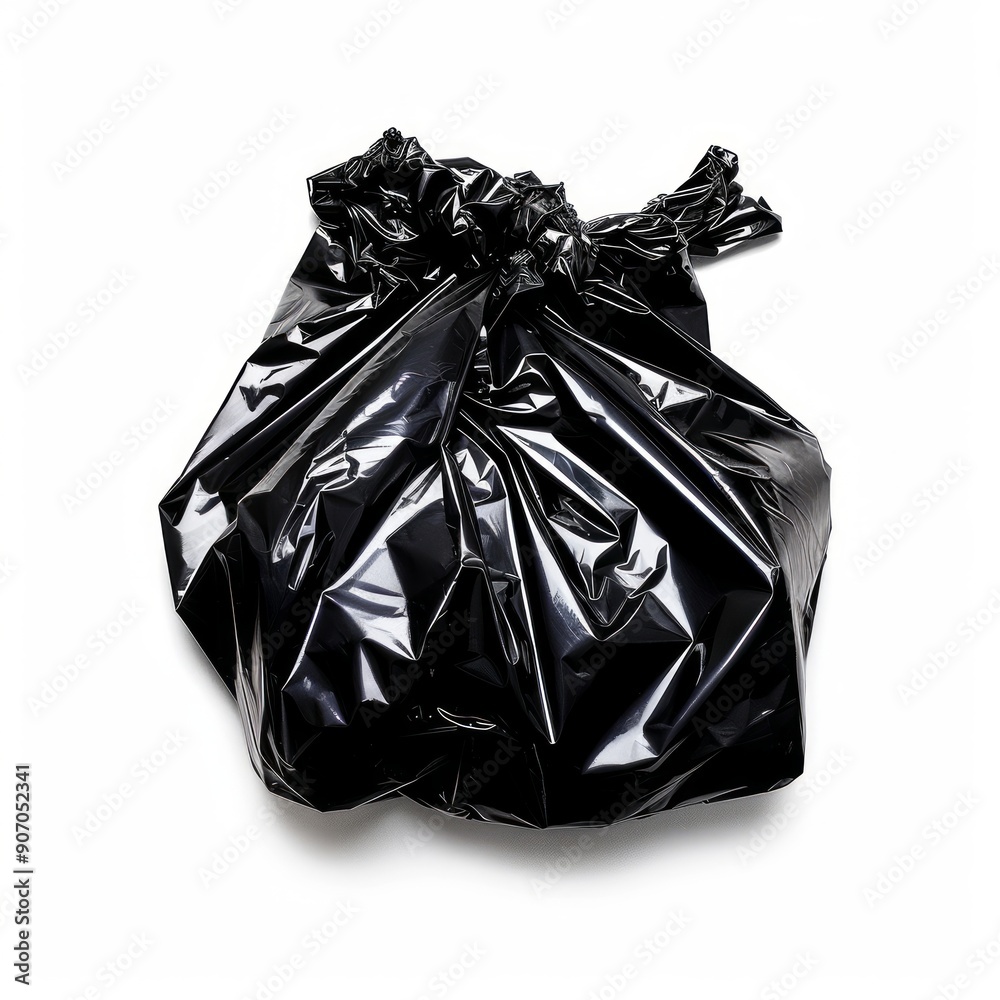 Medium shot of black Garbage, isolated on a white background, bright and vivid tonality Medium shot of black Garbage, isolated on a white background, bright and vivid tonality