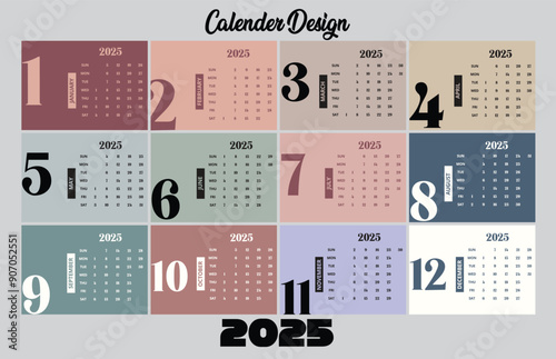 Modern Desk Calendar 2025 Template Vector Design
