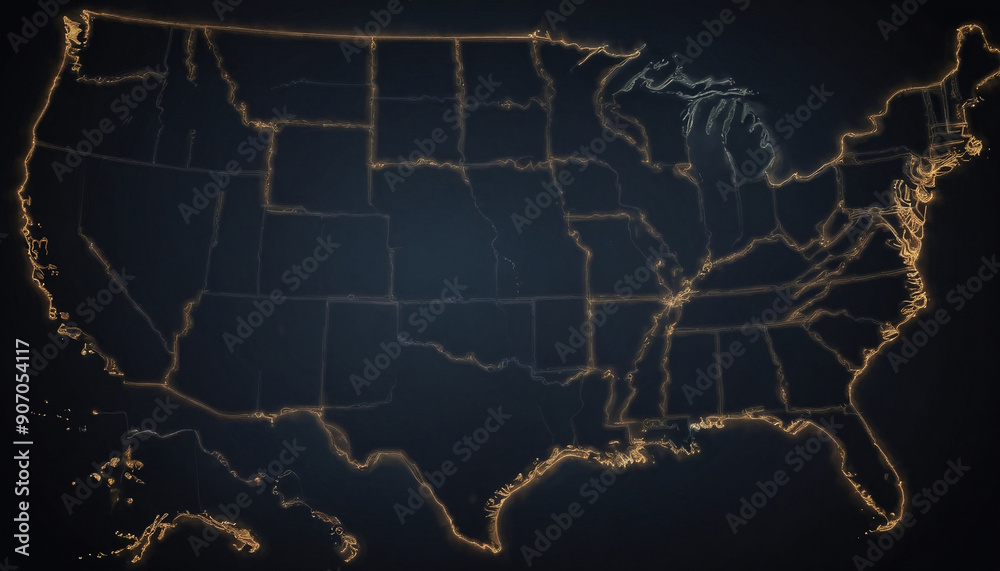 Illustrated Map of the USA with Geographic Symbols and Flags created with generative ai.