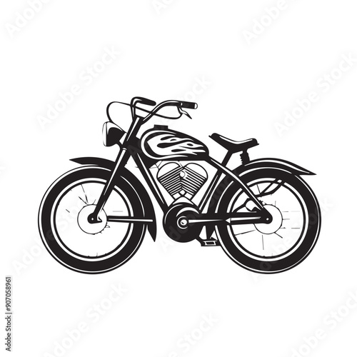 ELECTRIC BICYCLE in cartoon, doodle style . Image for t-shirt, web, mobile apps and ui. Isolated 2d vector illustration in logo, icon, sketch style, Eps 10, black and white. AI Generative