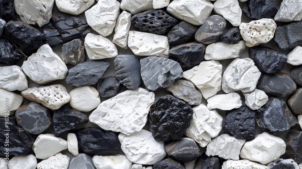 Gravel wall with white black and gray stones for building interiors Gravel wall with white black and gray stones for building interiors