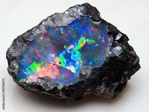 Black opal gemstone displaying colorful hues