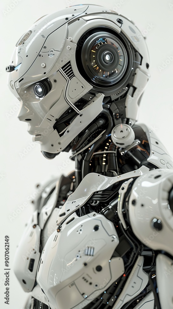 Fototapeta premium Advanced robot with intricate circuitry and smooth design