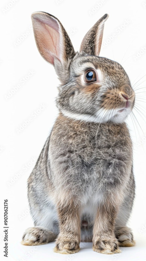 Adorable Bunny Charm: A Playful Portrait of a Cute Gray Rabbit Pet on a Pure White Background, Exuding Innocence and Whimsy Adorable Bunny Charm: A Playful Portrait of a Cute Gray Rabbit Pet on a Pure White Background, Exuding Innocence and Whimsy