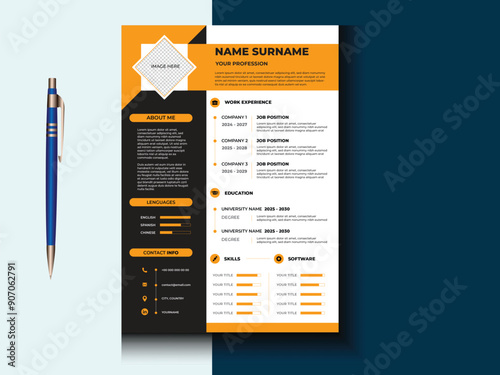  Professional modern minimal clean CV resume template design