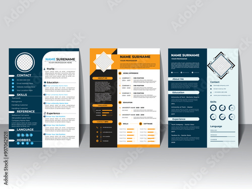  Professional modern minimal clean CV resume template design