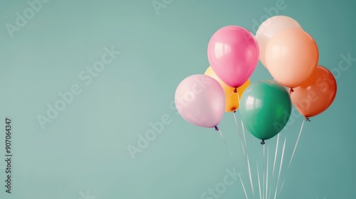 Colorful Balloons Floating Against a Light Blue Background