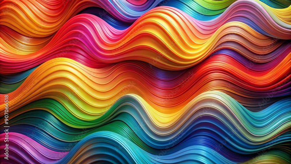 Abstract Rainbow Waves 3D Render, abstract, waves, rainbow, 3d Abstract Rainbow Waves 3D Render, abstract, waves, rainbow, 3d