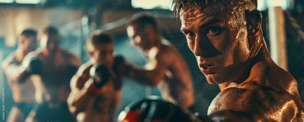 Intense MMA Fighters Training Session in a Gritty Gym Environment Intense MMA Fighters Training Session in a Gritty Gym Environment
