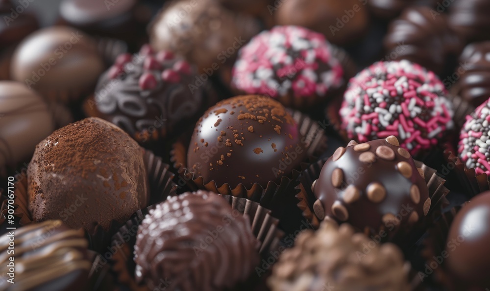 An assortment of handmade chocolate truffles elegantly presented for World Chocolate Day