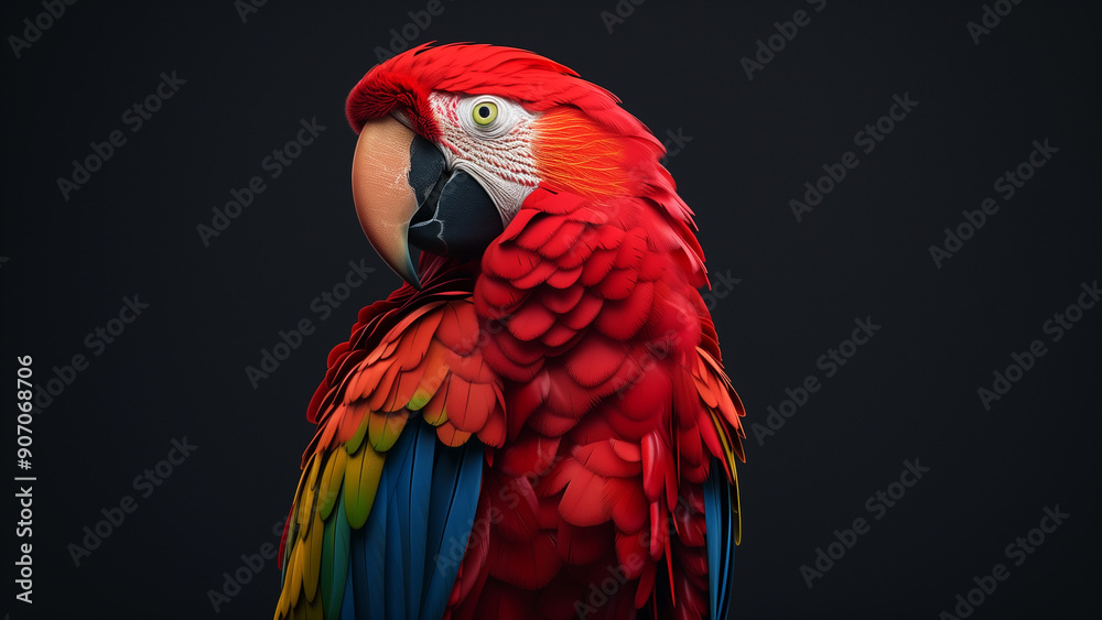 Fototapeta premium Surreal Dada Parrot with Dark Backdrop