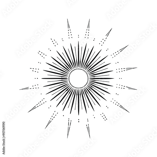 vintage sunburst design, vector silhouette 