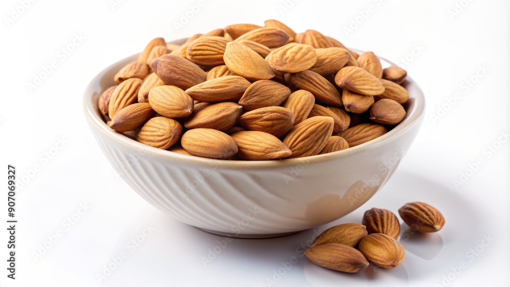 Bowl of Almonds, White Background, Closeup, Nuts, Healthy Snack, almond, healthy Bowl of Almonds, White Background, Closeup, Nuts, Healthy Snack, almond, healthy