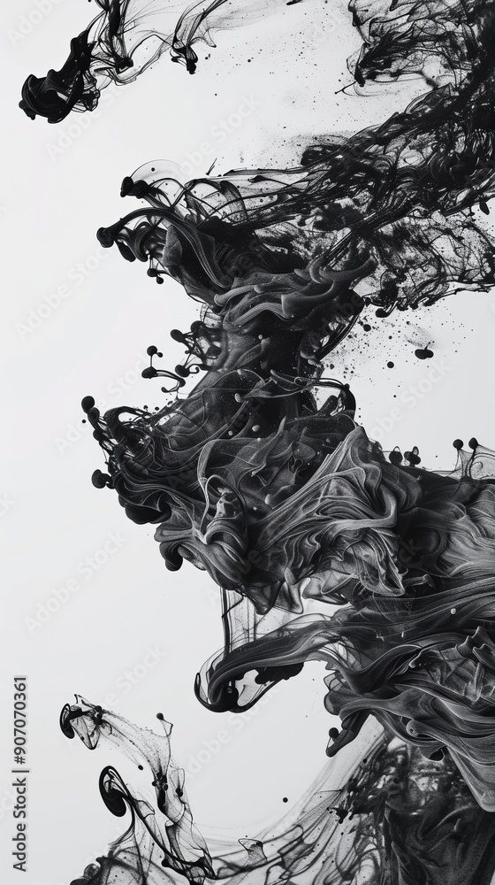 Bold black stroke, white space, minimalist art Bold black stroke, white space, minimalist art