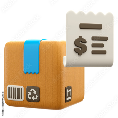 3d icon illustration of delivery shipping invoice 
