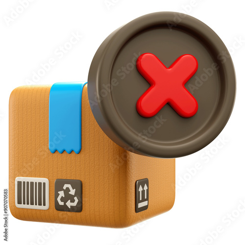 3d icon illustration of failed delivery 

 photo