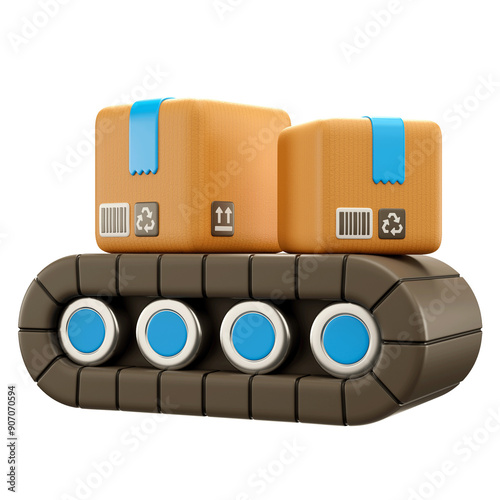 3d icon illustration of delivery conveyor belt 
