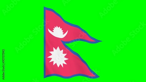 Nepal waving flag isolated on green chroma key screen background