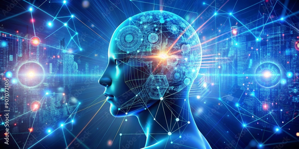 Digital Mind A Networked Brain Concept, 3D Render, AI, Digital Transformation, Technology , AI , technology Digital Mind A Networked Brain Concept, 3D Render, AI, Digital Transformation, Technology , AI , technology