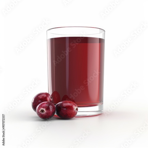 Wallpaper Mural Medium shot of Cranberry juice in a glass near the Cranberry, isolated on a white background,  Torontodigital.ca