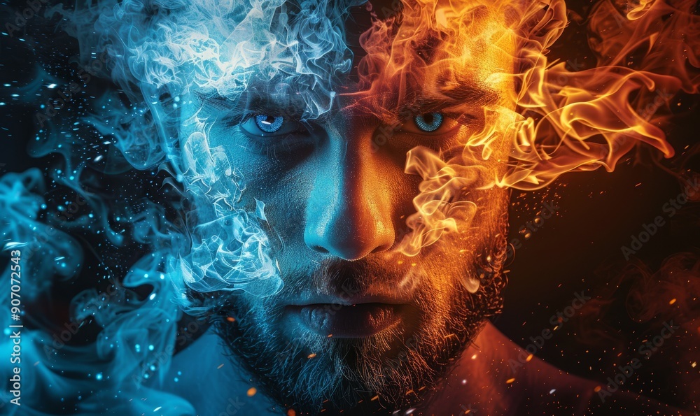 Portrait with fire and ice effect Portrait with fire and ice effect