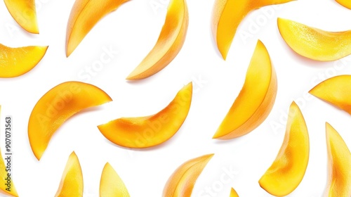 Portrait of mango slices isolated on white background. generative AI image