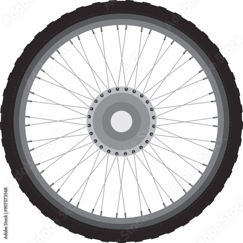 Classic motocross motorcycle front wheel with brake rotor right and left side view graffiti style isolated on white vector illustration