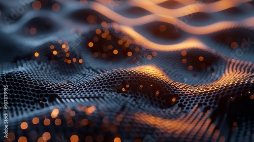 Abstract Grid with Glowing ...