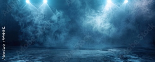 Dark Blue Concrete Stage wi...