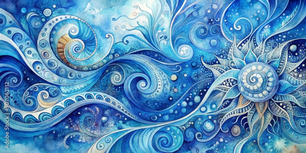 Watercolor Abstract Swirls and Spirals, blue , abstract art, watercolor , fantasy Watercolor Abstract Swirls and Spirals, blue , abstract art, watercolor , fantasy