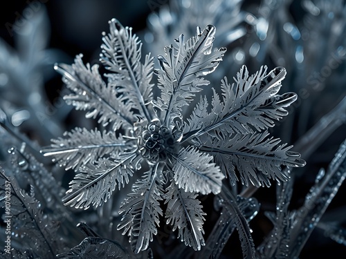 Frozen flower  glisten like icy jewels in winter's embrace photo