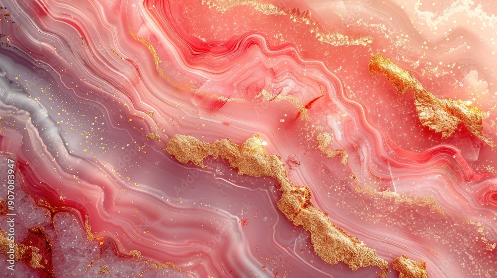 A stylish abstract background showcasing pink marble texture with gold watercolor details. The light design includes glitter and seamless agate patterns, creating an elegant and fluid wallpaper effect A stylish abstract background showcasing pink marble texture with gold watercolor details. The light design includes glitter and seamless agate patterns, creating an elegant and fluid wallpaper effect