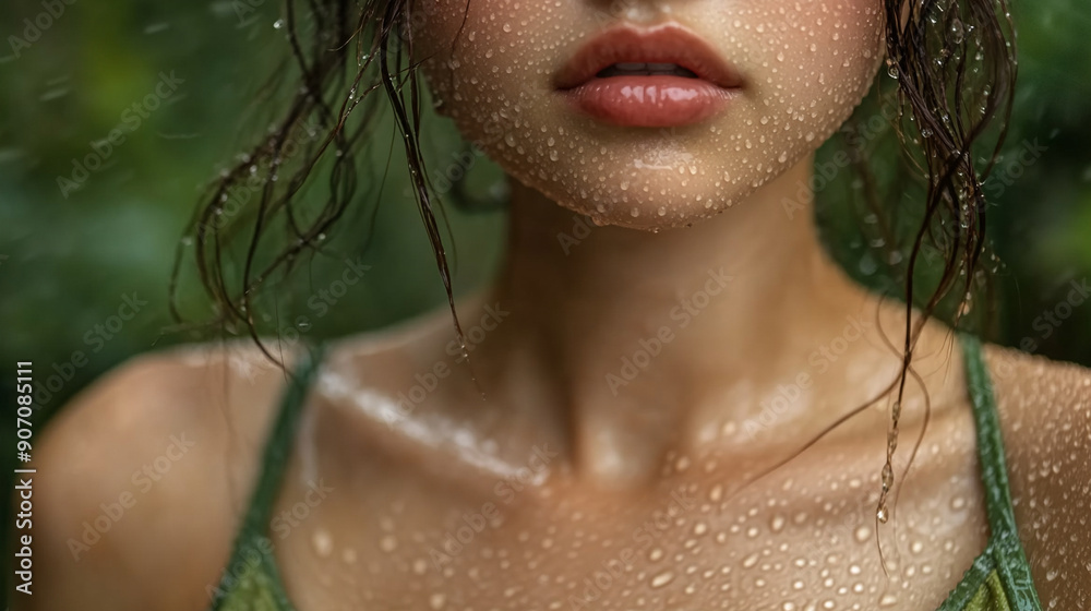 woman's shoulder with water droplets. The image captures the purity and freshness of water, symbolizing renewal, rejuvenation, and the essence of life woman's shoulder with water droplets. The image captures the purity and freshness of water, symbolizing renewal, rejuvenation, and the essence of life
