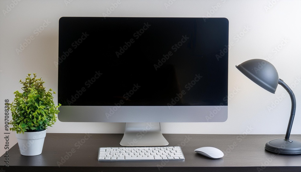 Fototapeta premium computer setup, monitor keyboard mouse