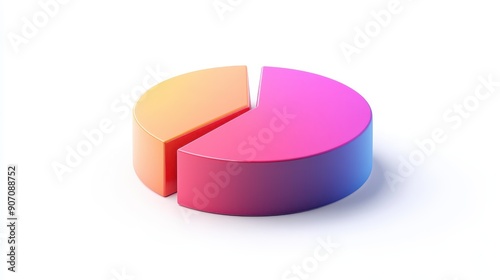 Modern Gradient Pie Chart on Clean White Background - Minimalistic Style for Data Visualization Concepts