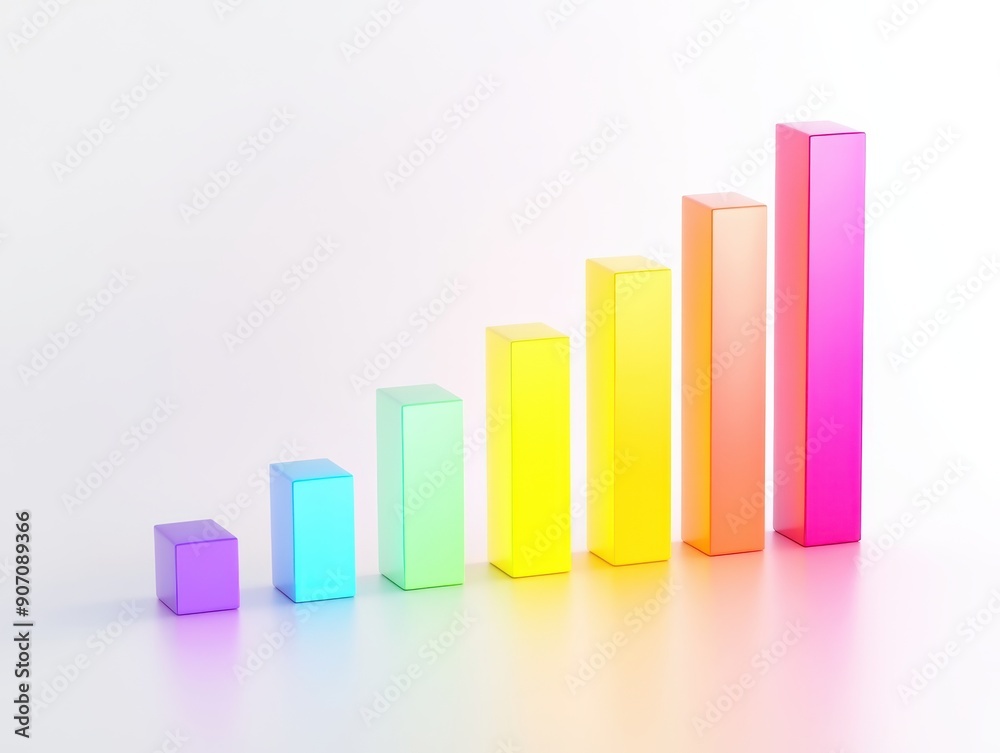 Gradient Light Colored Bar Chart on Clean White Background for Data Visualization Concept Gradient Light Colored Bar Chart on Clean White Background for Data Visualization Concept