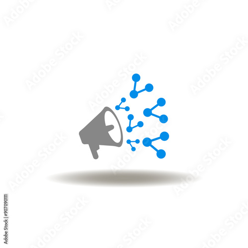 Vector illustration of megaphone and link url signs. Icon of refer a friend and earn.