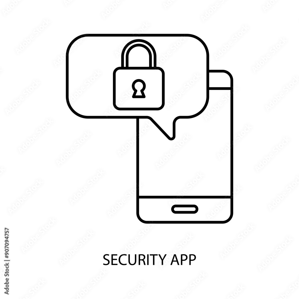 security app concept line icon. Simple element illustration. security app concept outline symbol design. security app concept line icon. Simple element illustration. security app concept outline symbol design.