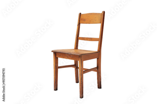 old wooden chair isolated on transparent background