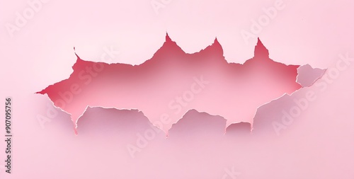 Abstract pink paper background with torn edges, banner template for text and design