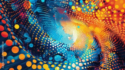Abstract Dotted Swirl Blue,...