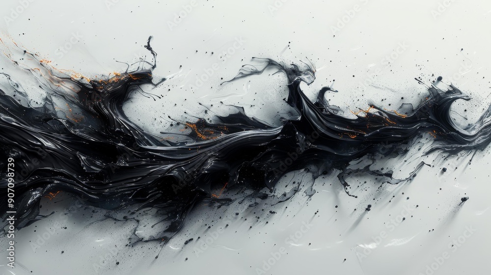 Abstract black fluid art - generative ai Abstract black fluid art - generative ai