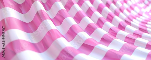 Pink and White Striped Fabr...