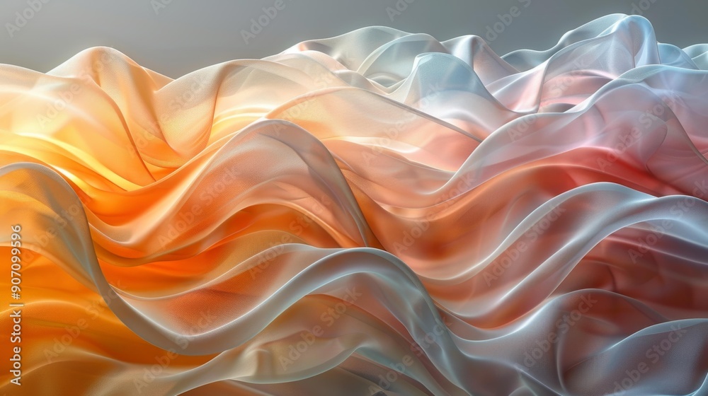Abstract flowing fabric waves - generative ai Abstract flowing fabric waves - generative ai