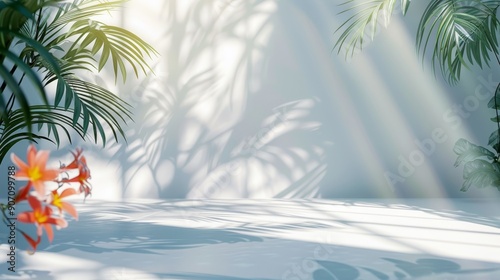 Tropical Leaf Shadows on Wh...