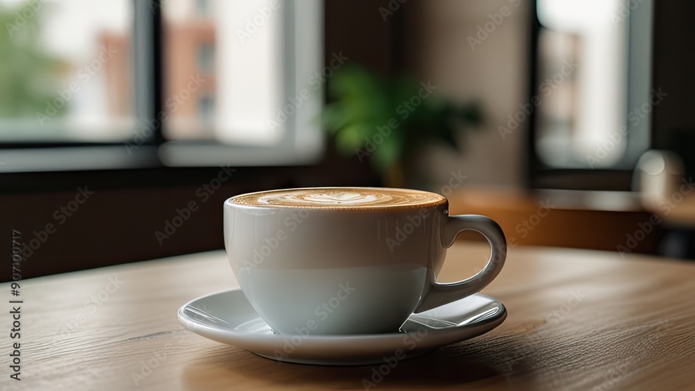 coffe latte top pose of cup to see latte with white background coffe latte top pose of cup to see latte with white background