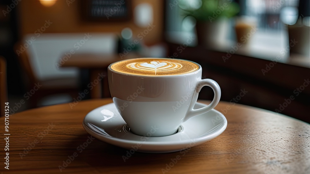 coffe latte top pose of cup to see latte with white background coffe latte top pose of cup to see latte with white background